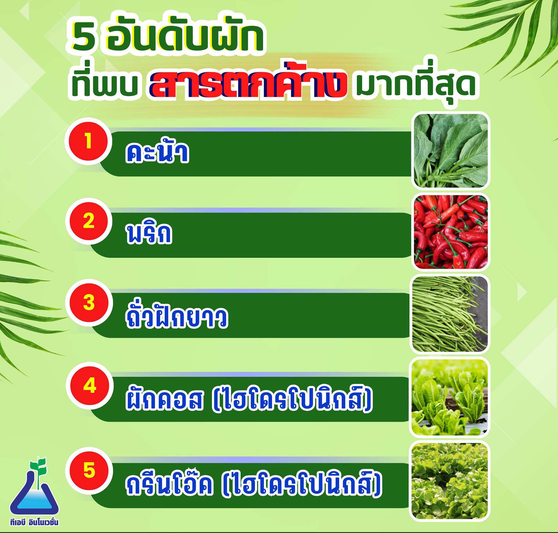 5 อันดับผัก ที่พบสารพิษตกค้างมากที่สุด